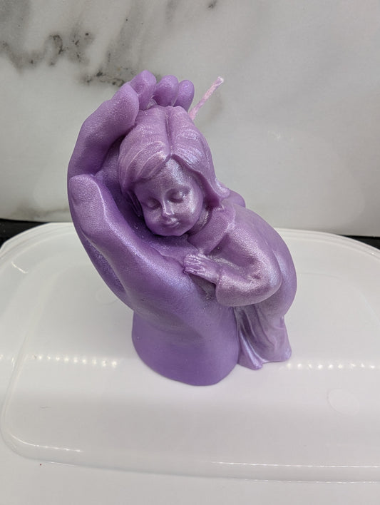 Mother's love snow angle candle purple